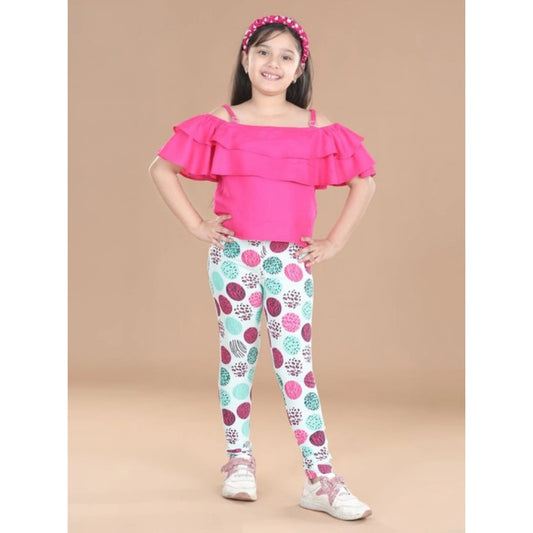 Comfy Girl's Cotton Lycra Floral Elasticated Jeggings
