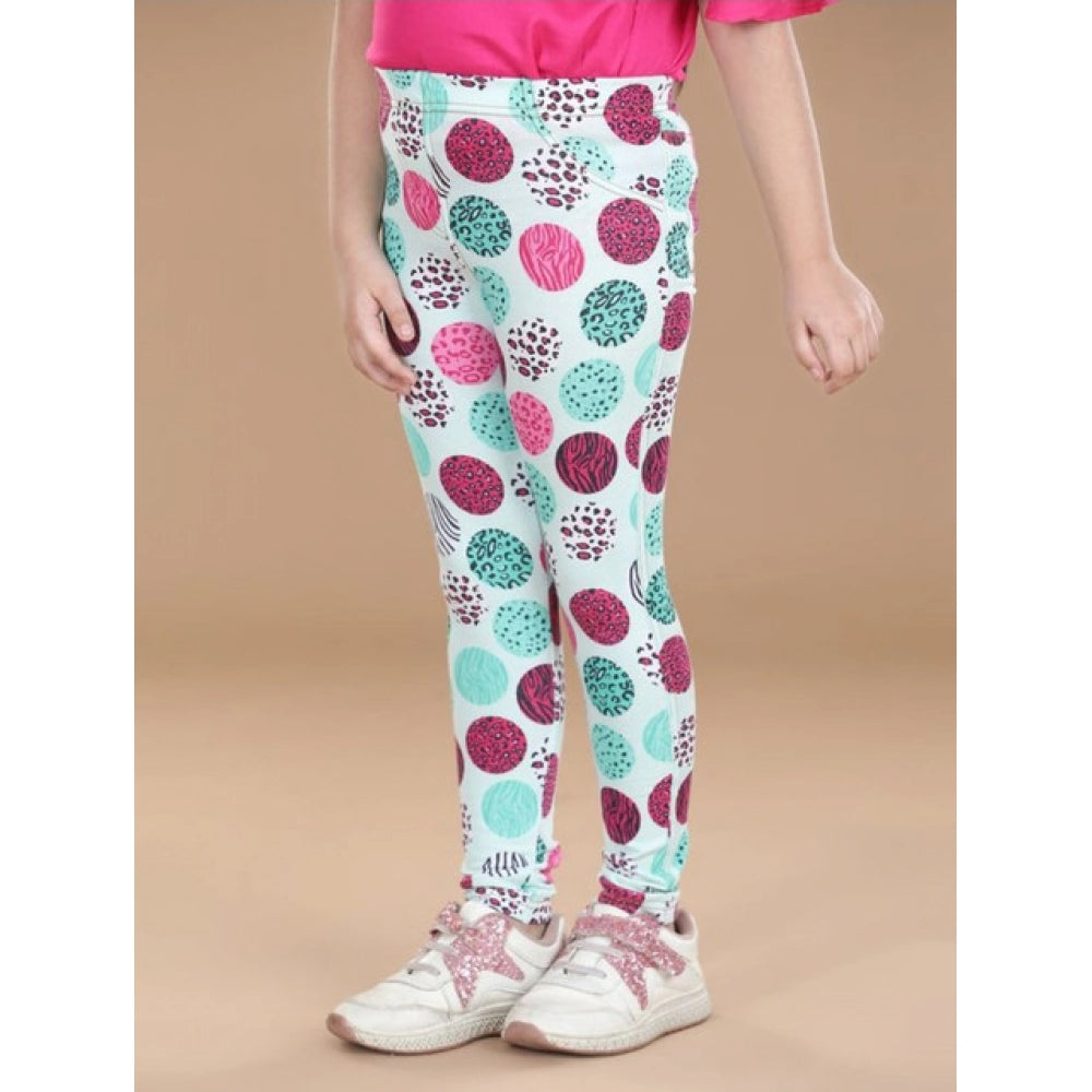 Comfy Girl's Cotton Lycra Floral Elasticated Jeggings