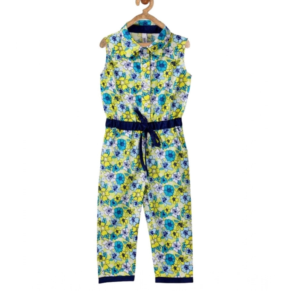 Unique Girl's Cotton Floral Sleeveless Jumpsuit