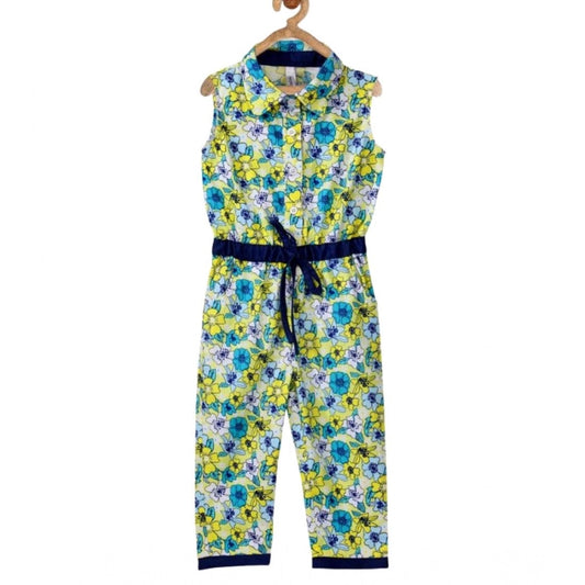Unique Girl's Cotton Floral Sleeveless Jumpsuit