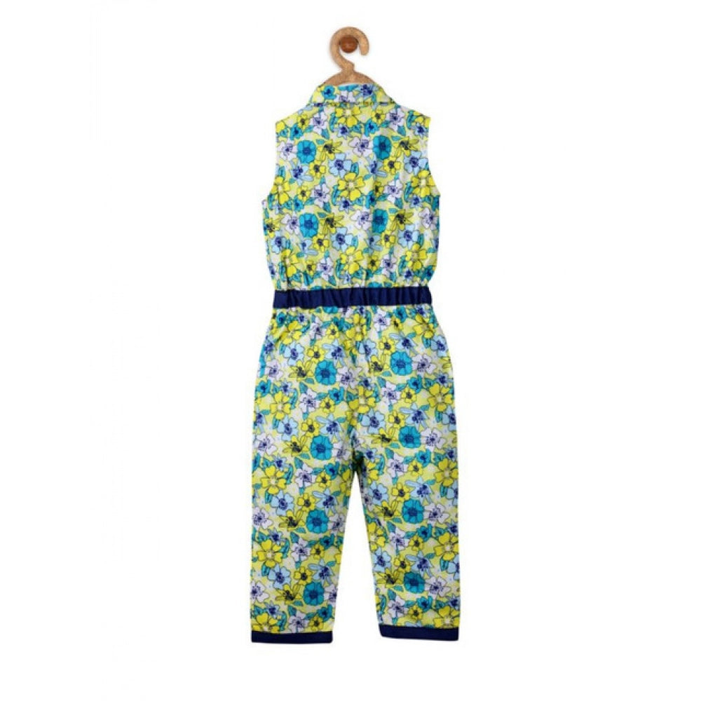 Unique Girl's Cotton Floral Sleeveless Jumpsuit