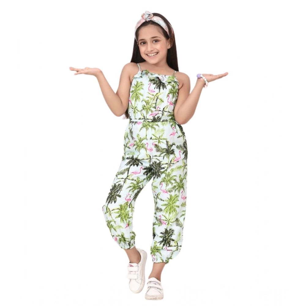 Elite Girl's Denim Embroidered Sleeveless Jumpsuit