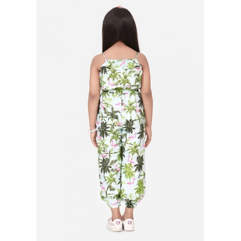 Elite Girl's Denim Embroidered Sleeveless Jumpsuit