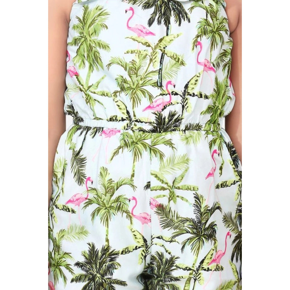 Elite Girl's Denim Embroidered Sleeveless Jumpsuit