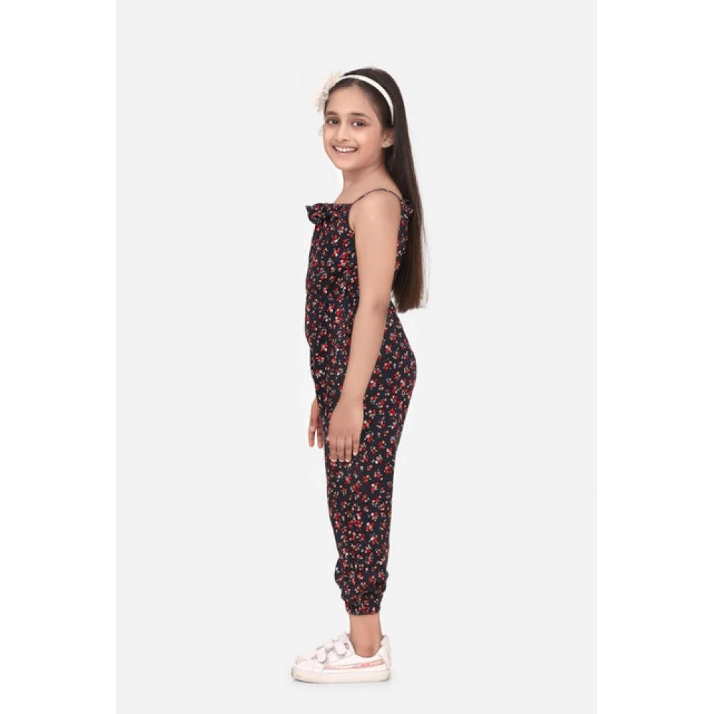 Elite Girl's Rayon Floral Sleeveless Jumpsuit