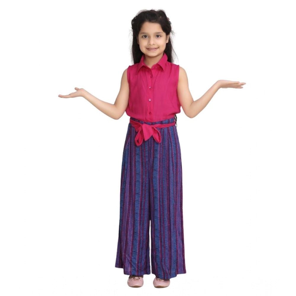 Elite Girl's Rayon Colour Block Sleeveless Jumpsuit