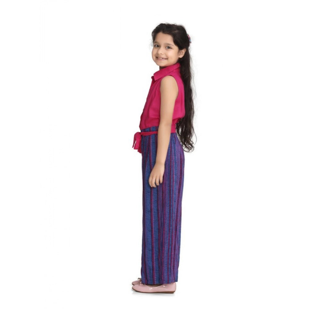 Elite Girl's Rayon Colour Block Sleeveless Jumpsuit