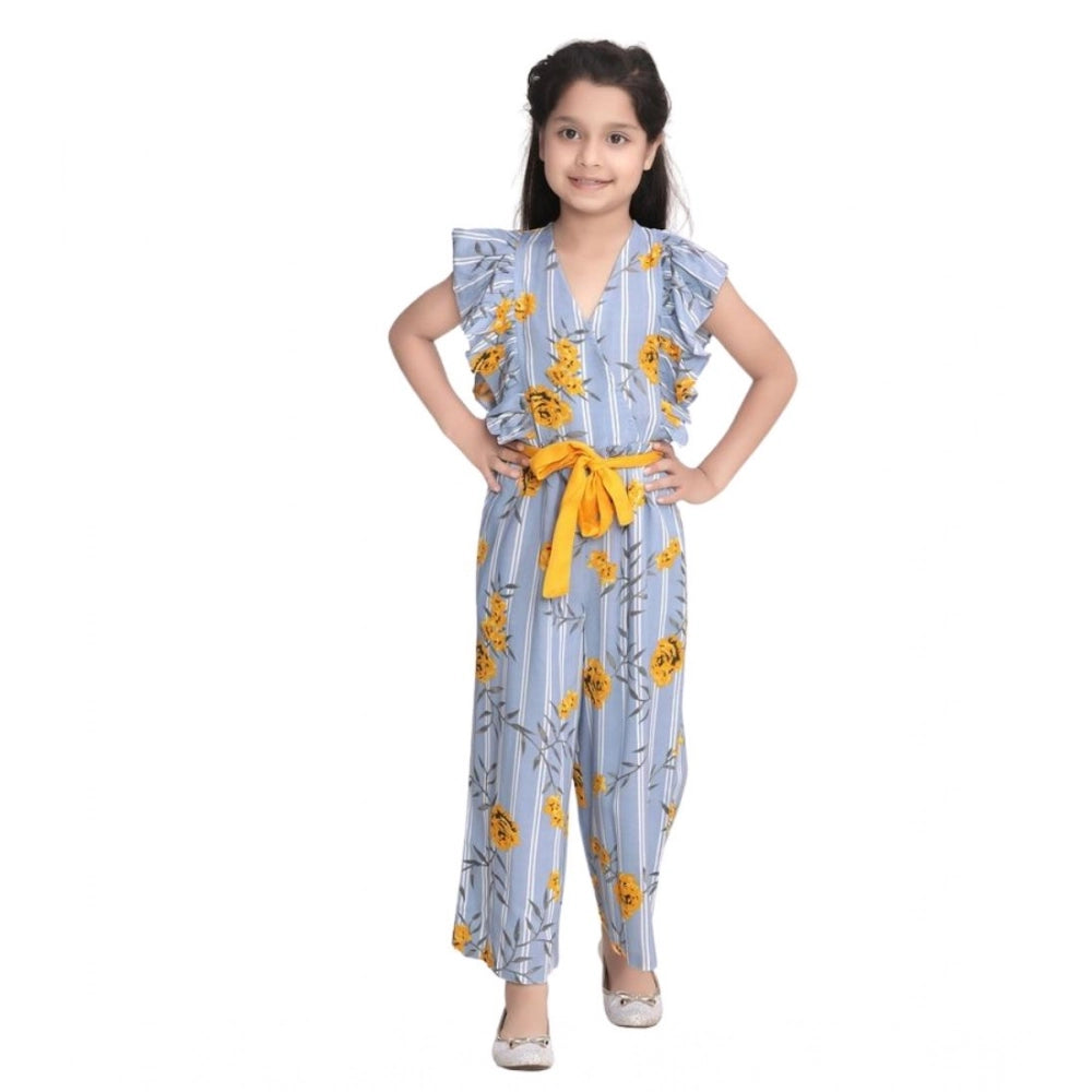 Funky Girl's Rayon Floral Flutter Jumpsuit