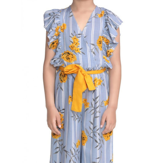 Funky Girl's Rayon Floral Flutter Jumpsuit