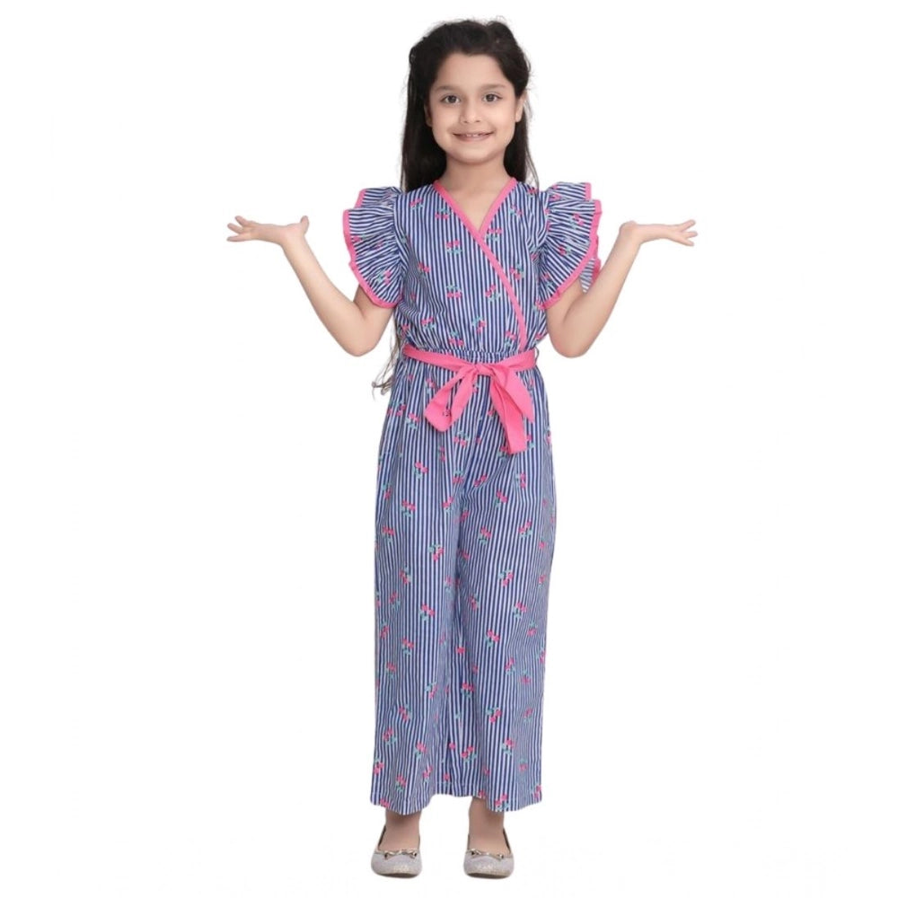 Funky Girl's Cotton Striped Flutter Jumpsuit