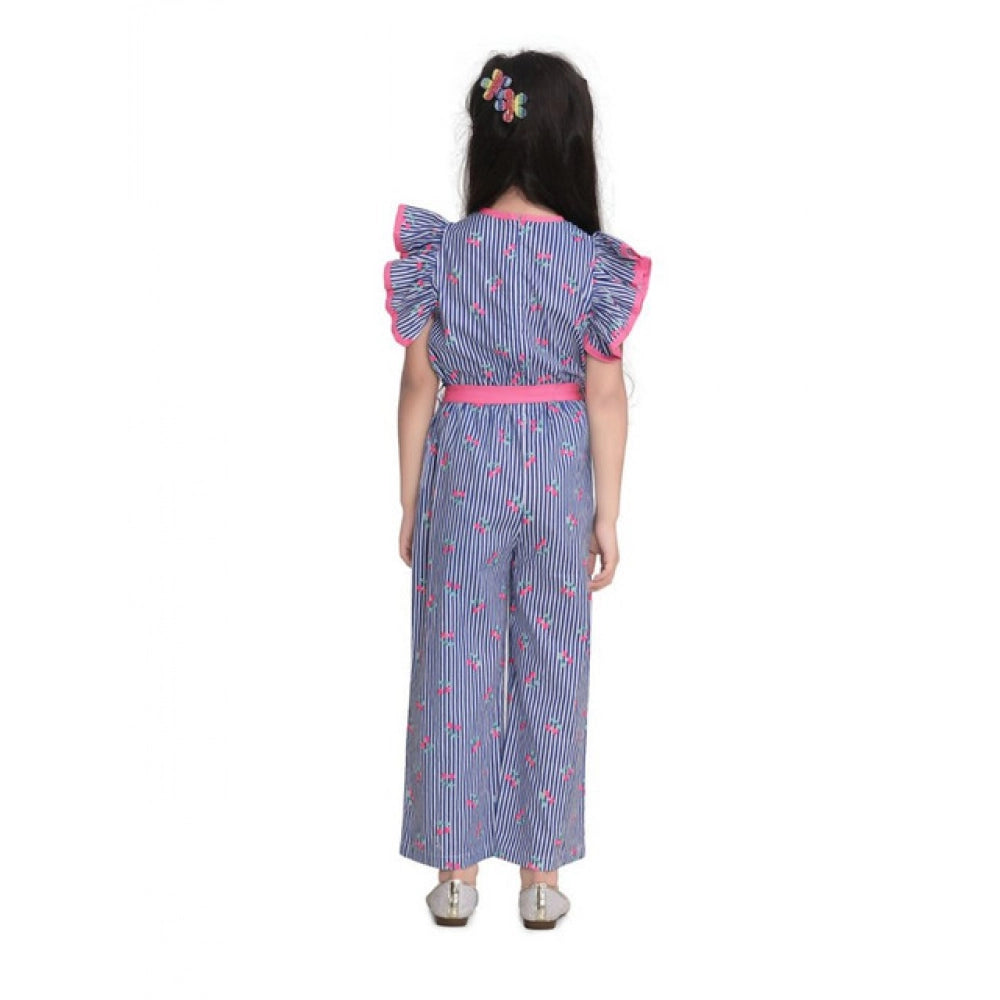Funky Girl's Cotton Striped Flutter Jumpsuit