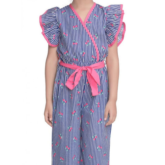 Funky Girl's Cotton Striped Flutter Jumpsuit