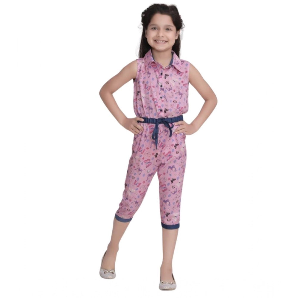 Elite Girl's Cotton Printed Sleeveless Jumpsuit