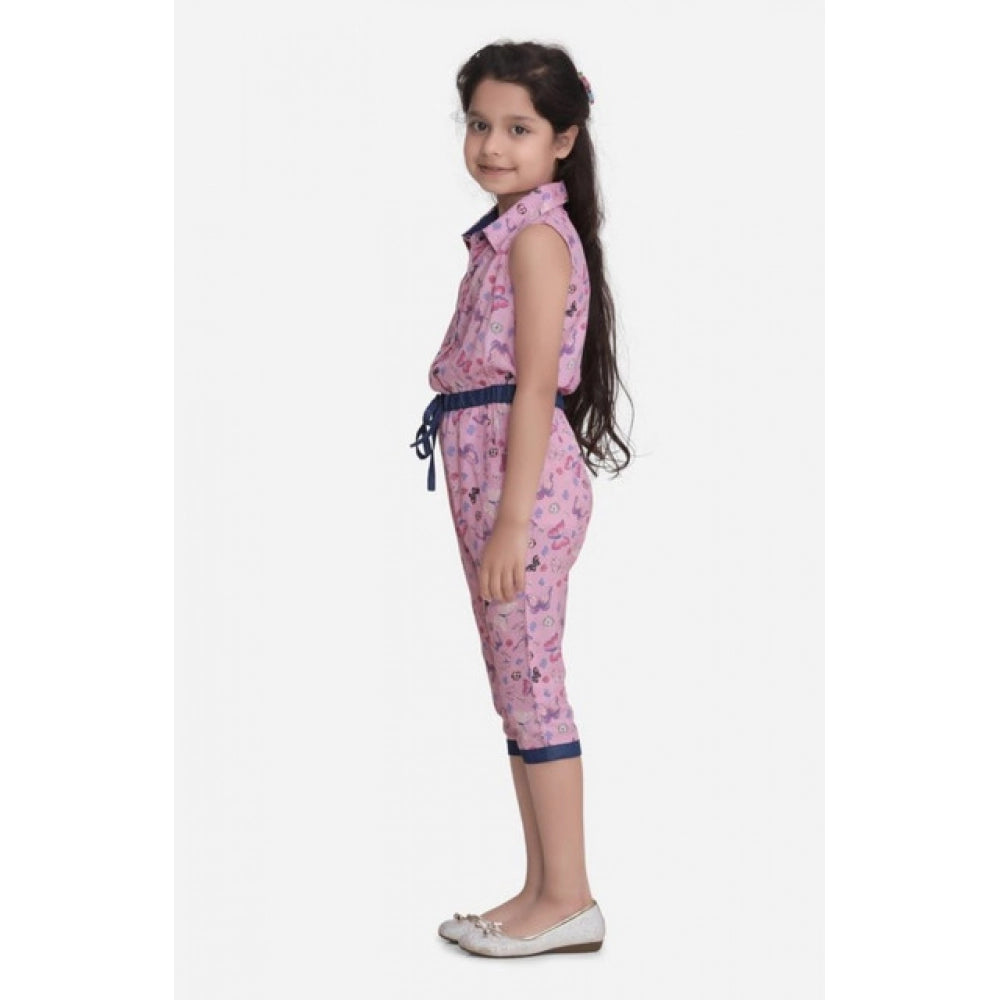 Elite Girl's Cotton Printed Sleeveless Jumpsuit
