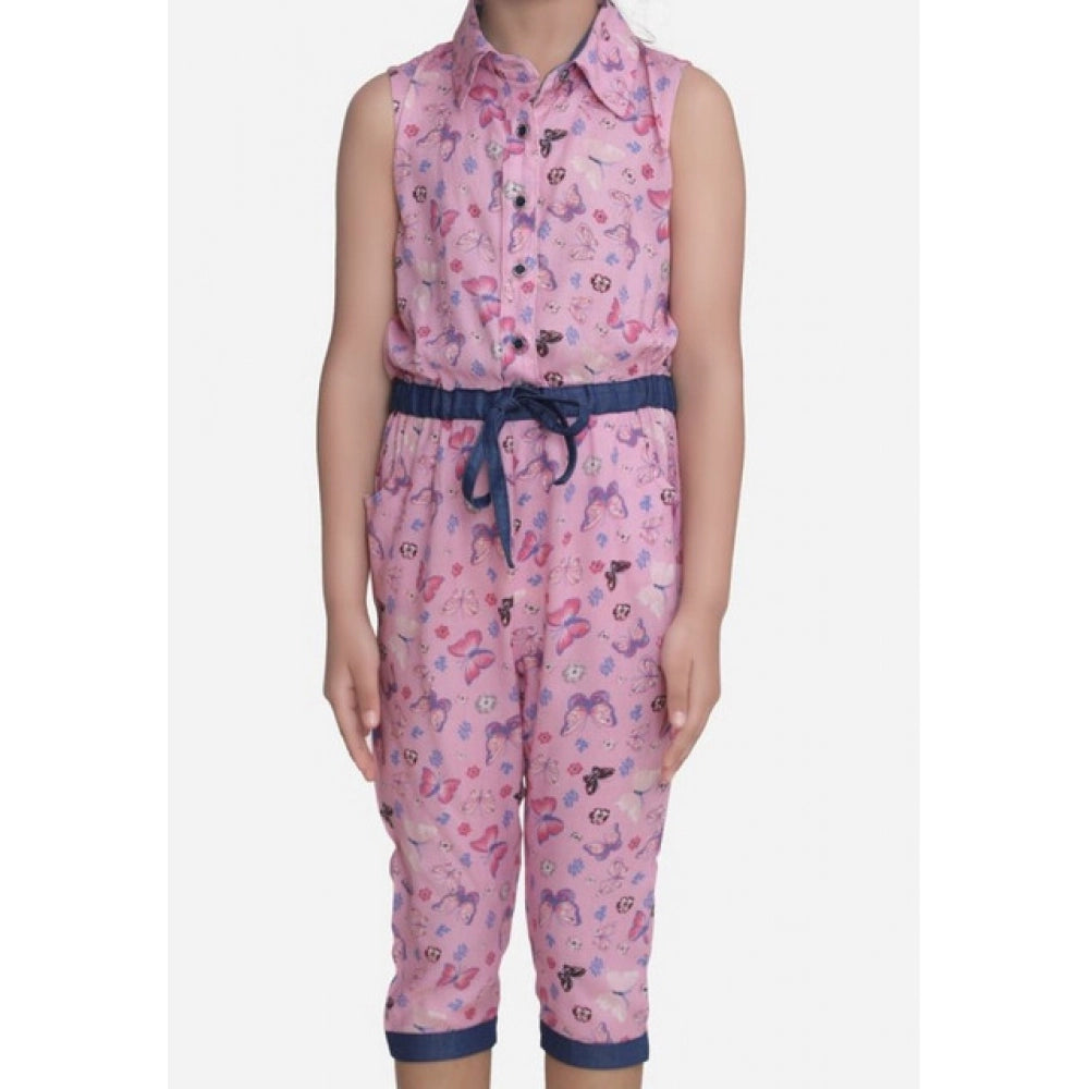 Elite Girl's Cotton Printed Sleeveless Jumpsuit