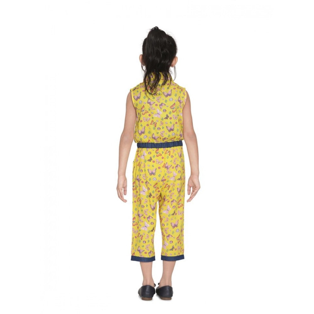 Elite Girl's Cotton Printed Sleeveless Jumpsuit