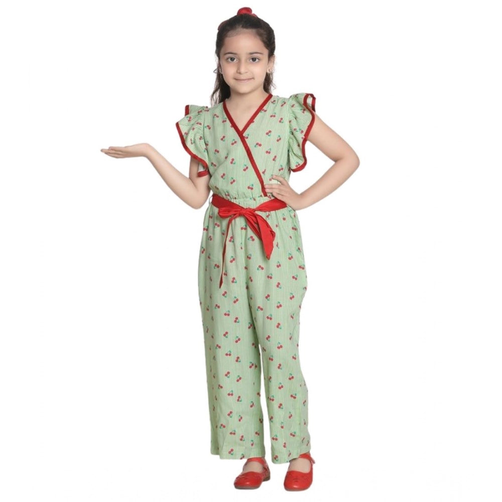 Classic Girl's Rayon Printed Flutter Jumpsuit