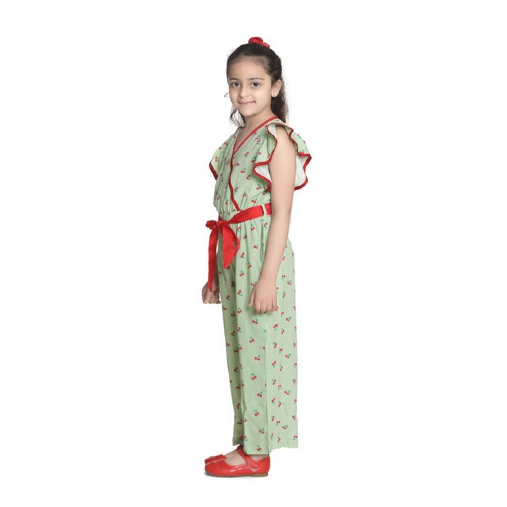 Classic Girl's Rayon Printed Flutter Jumpsuit