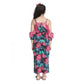 Classic Girl's Polyester Floral Cold Shoulder Jumpsuit