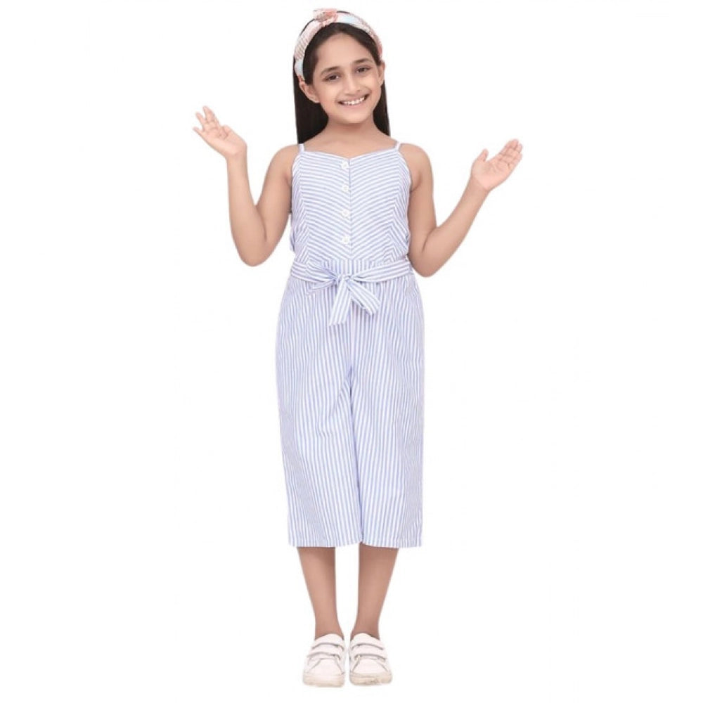 Classic Girl's Polyester Cotton Blend Striped Sleeveless Jumpsuit