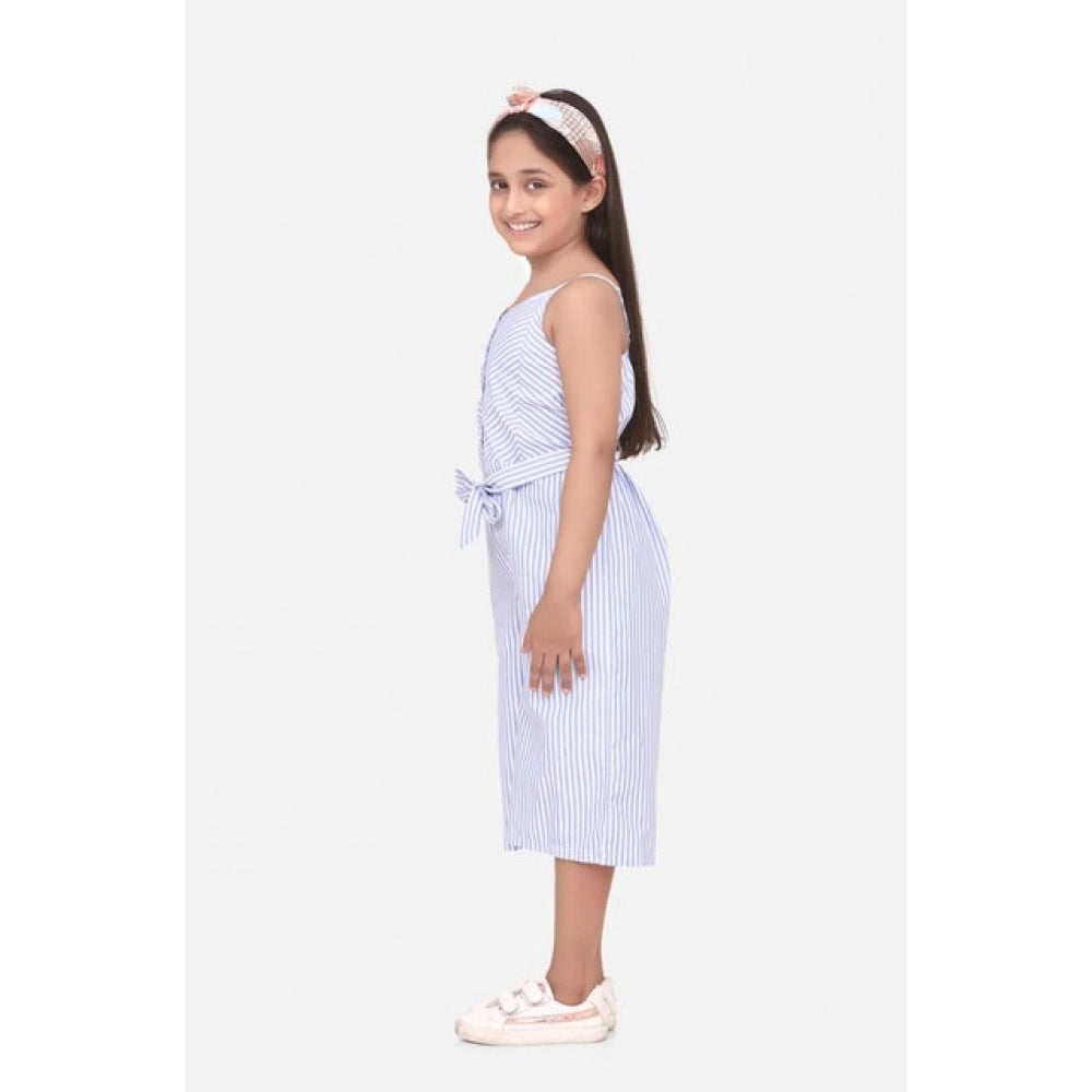 Classic Girl's Polyester Cotton Blend Striped Sleeveless Jumpsuit