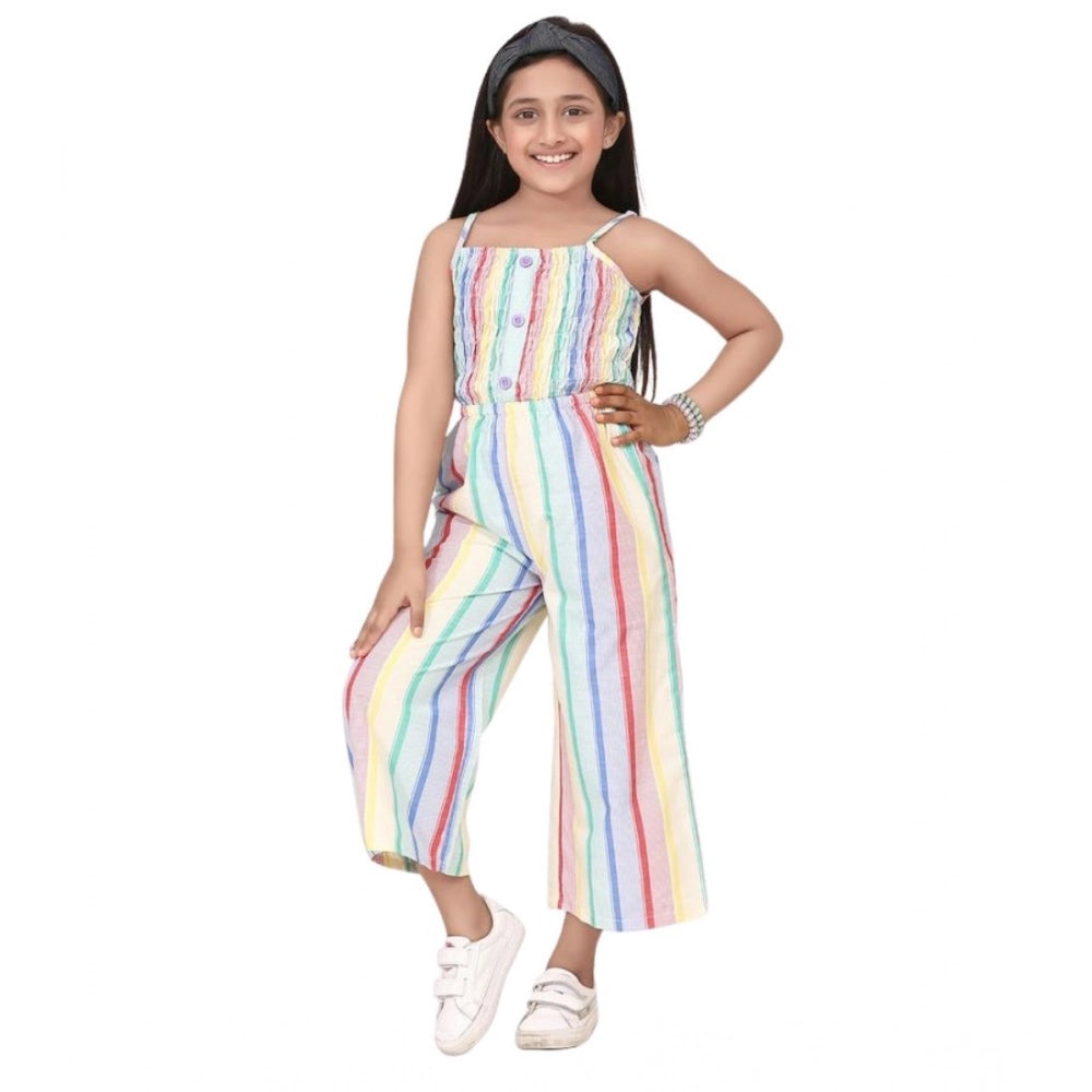 Twinkling Girl's Polyester Cotton Blend Striped Sleeveless Jumpsuit
