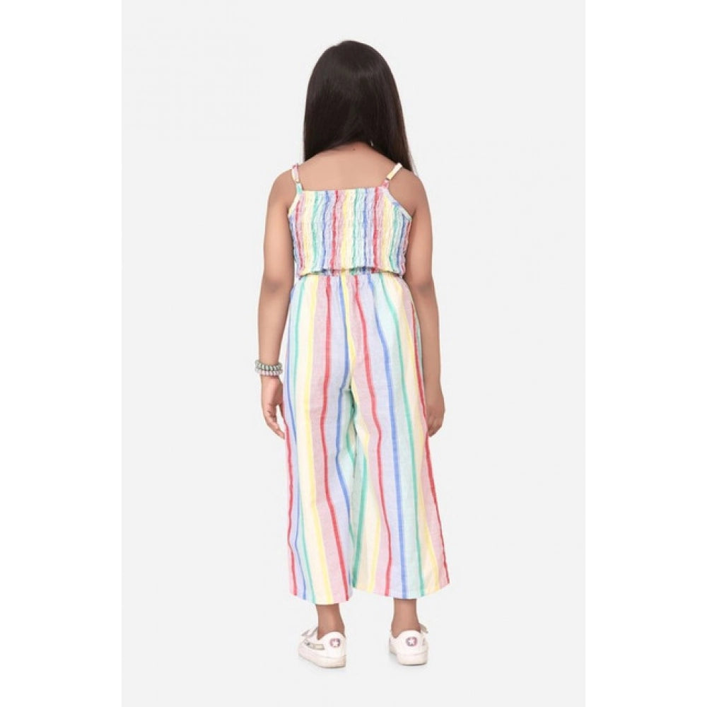 Twinkling Girl's Polyester Cotton Blend Striped Sleeveless Jumpsuit