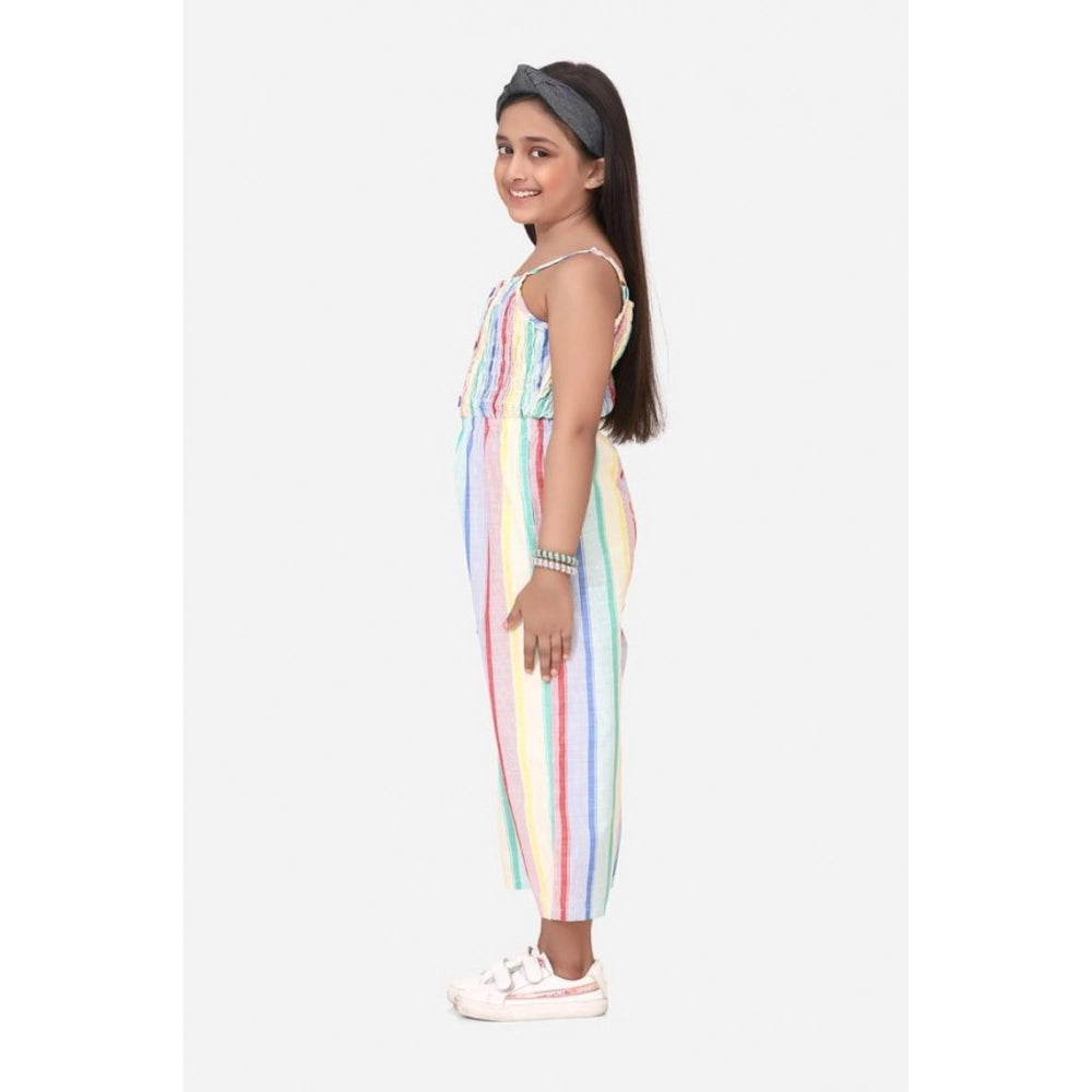 Twinkling Girl's Polyester Cotton Blend Striped Sleeveless Jumpsuit