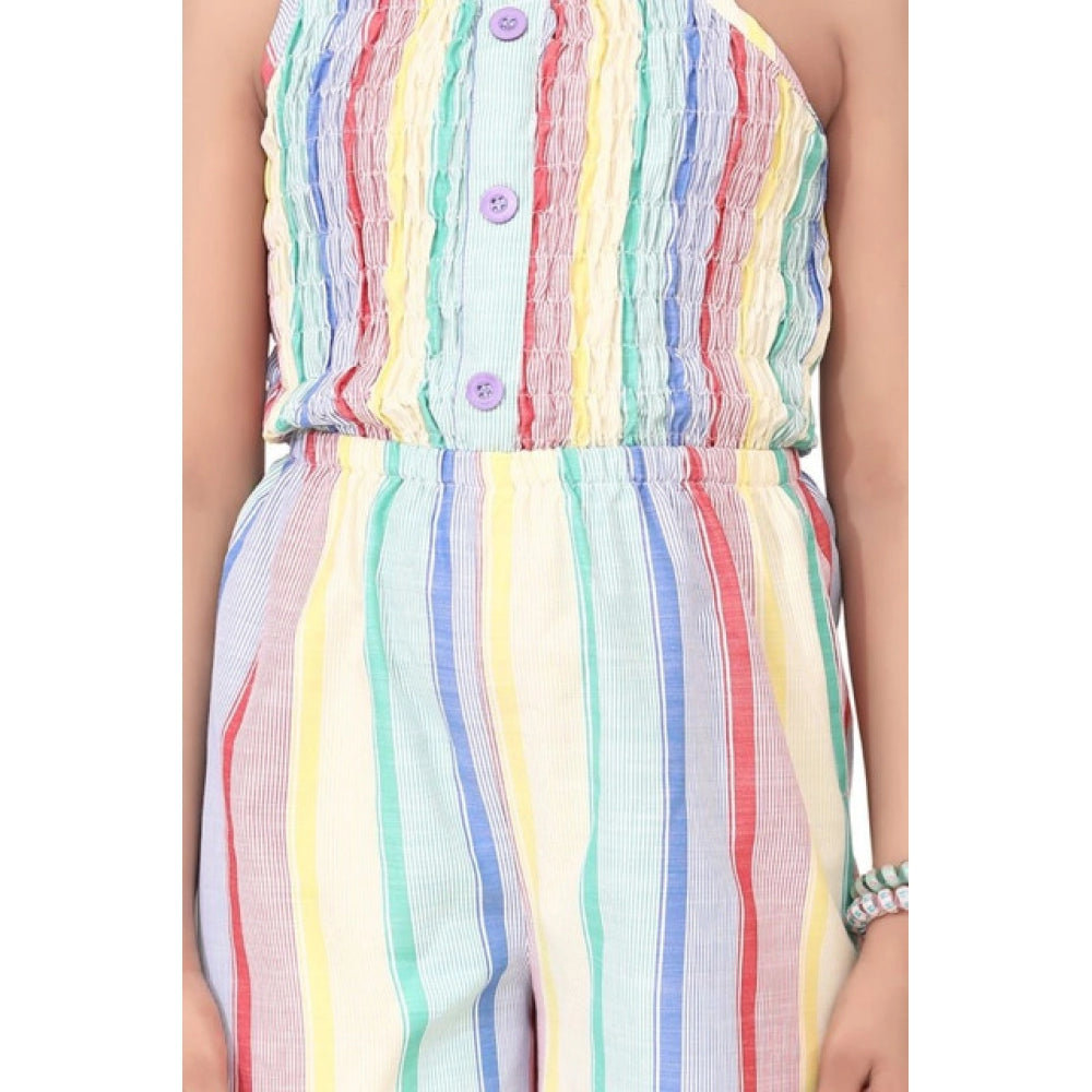 Twinkling Girl's Polyester Cotton Blend Striped Sleeveless Jumpsuit