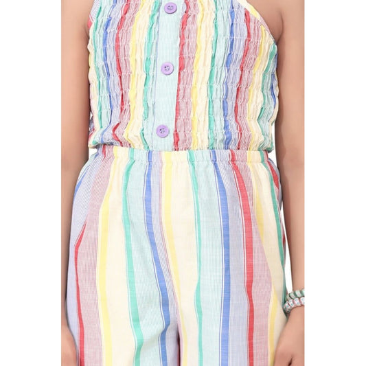 Twinkling Girl's Polyester Cotton Blend Striped Sleeveless Jumpsuit