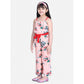 Classic Girl's Polyester Crepe Floral Shoulder Straps Jumpsuit