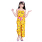 Classic Girl's Polyester Crepe Floral Shoulder Straps Jumpsuit