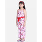 Classic Girl's Polyester Crepe Floral Shoulder Straps Jumpsuit