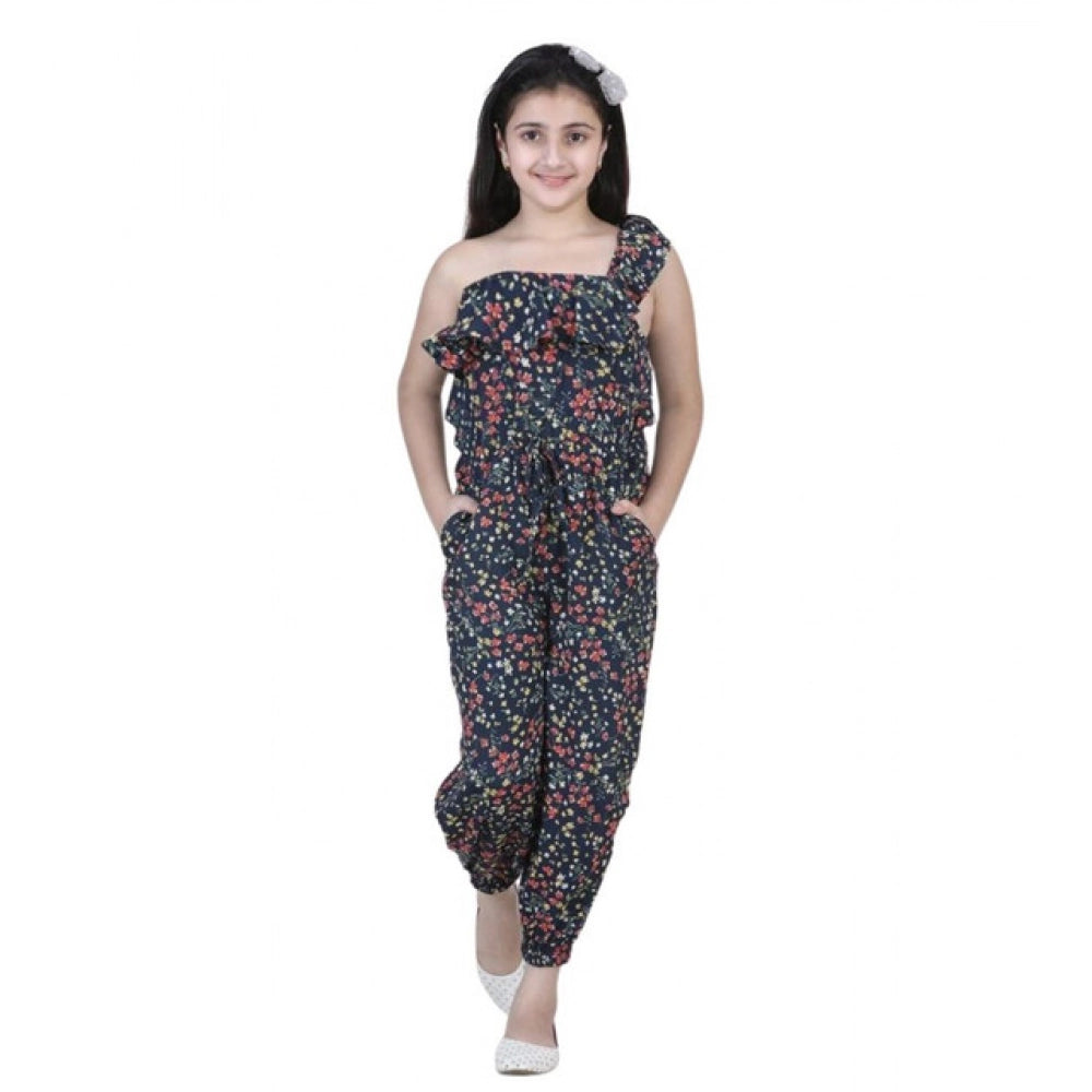 Elite Girl's Polyester Moss Floral Sleeveless Jumpsuit