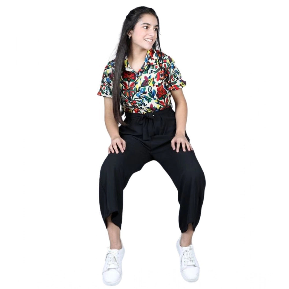 Sophisticated Girl's Polyester Printed Short Sleeves Jumpsuit