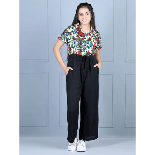 Sophisticated Girl's Polyester Printed Short Sleeves Jumpsuit