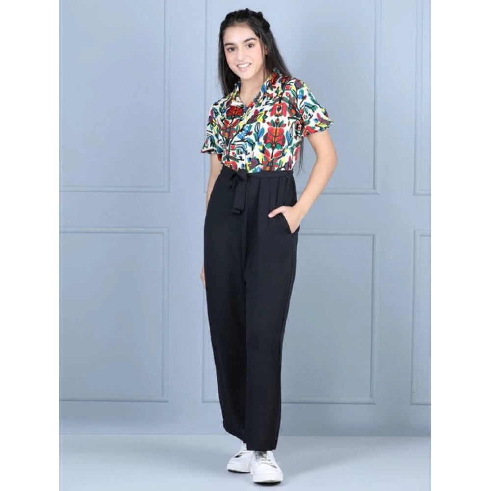 Sophisticated Girl's Polyester Printed Short Sleeves Jumpsuit
