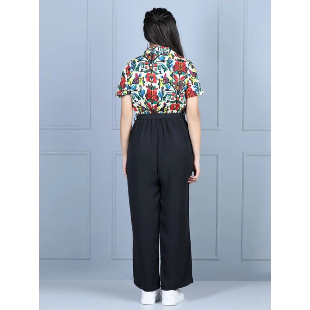 Sophisticated Girl's Polyester Printed Short Sleeves Jumpsuit