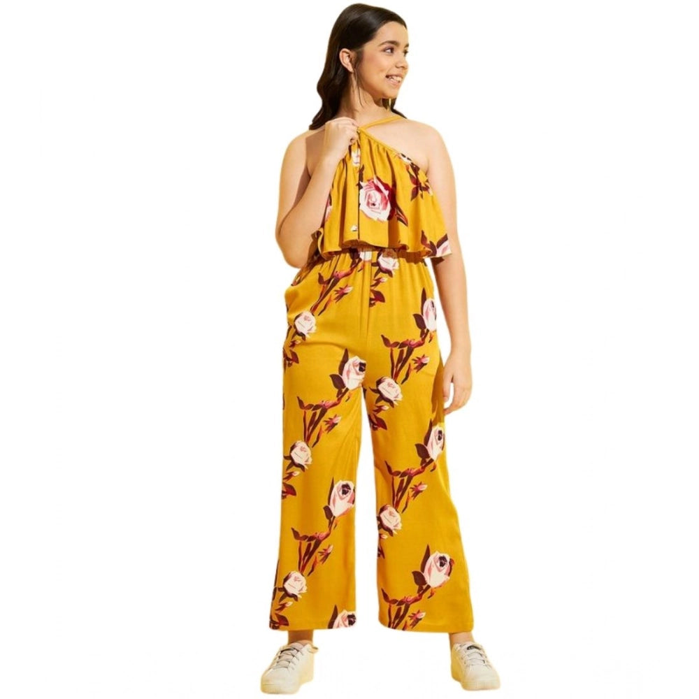 Sophisticated Girl's Polyester Crepe Floral Sleeveless Jumpsuit