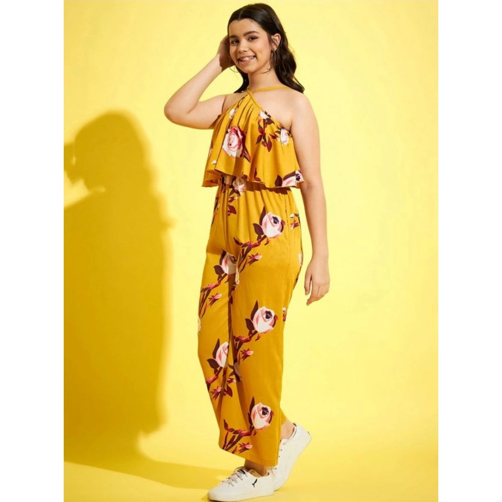 Sophisticated Girl's Polyester Crepe Floral Sleeveless Jumpsuit