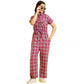 Sophisticated Girl's Cotton Checkered Short Sleeves Jumpsuit