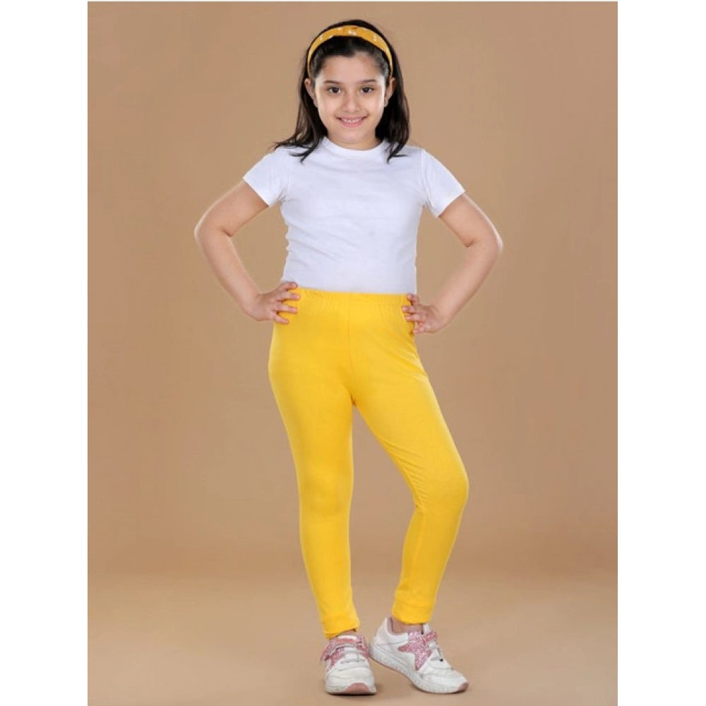 Urbane Girl's Cotton Lycra Solid Elasticated Leggings