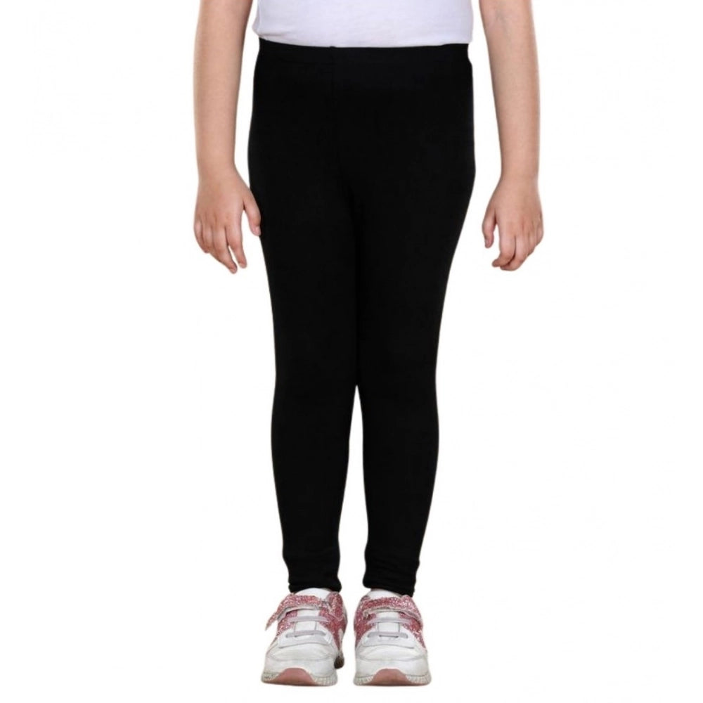 Urbane Girl's Cotton Lycra Solid Elasticated Leggings
