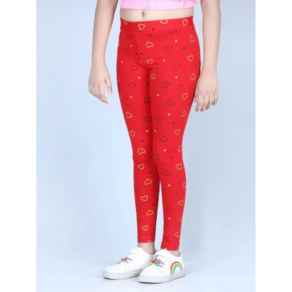Fashionista Girl's Cotton Lycra Printed Elasticated Leggings