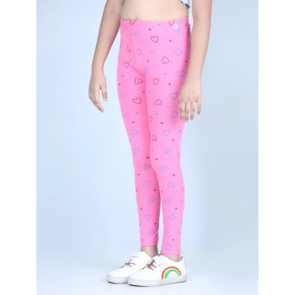 Fashionista Girl's Cotton Lycra Printed Elasticated Leggings