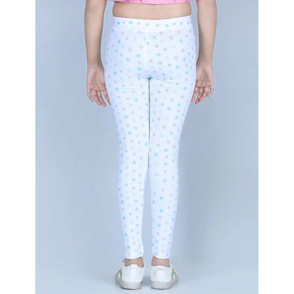 Fashionista Girl's Cotton Lycra Printed Elasticated Leggings