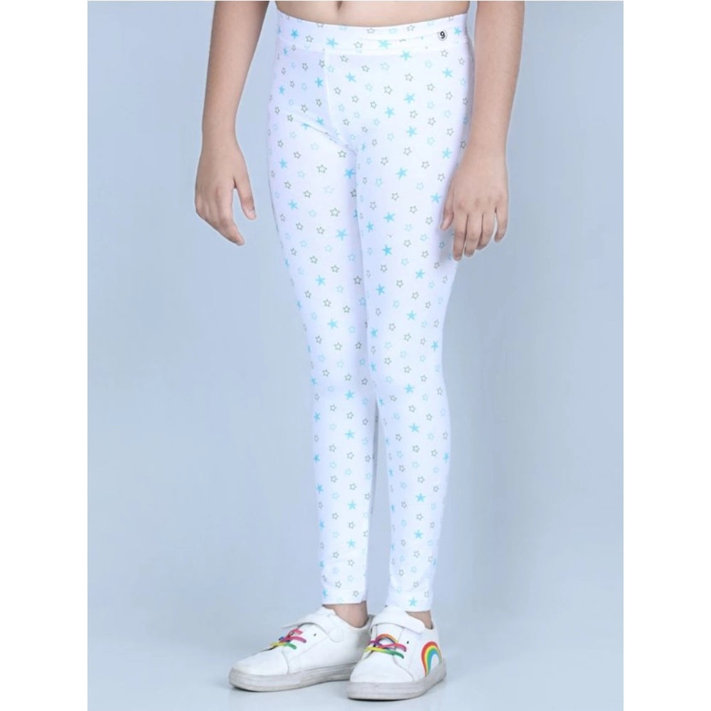 Fashionista Girl's Cotton Lycra Printed Elasticated Leggings