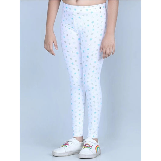 Fashionista Girl's Cotton Lycra Printed Elasticated Leggings