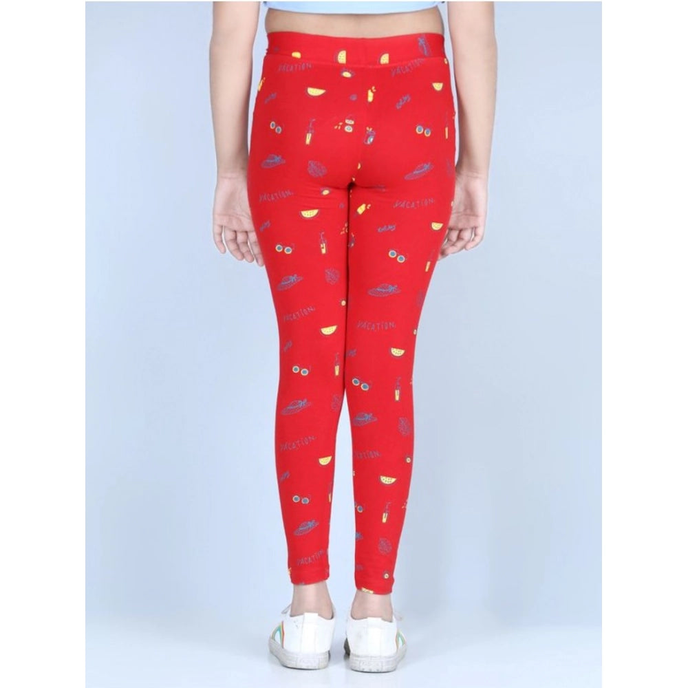 Fashionista Girl's Cotton Lycra Printed Elasticated Leggings