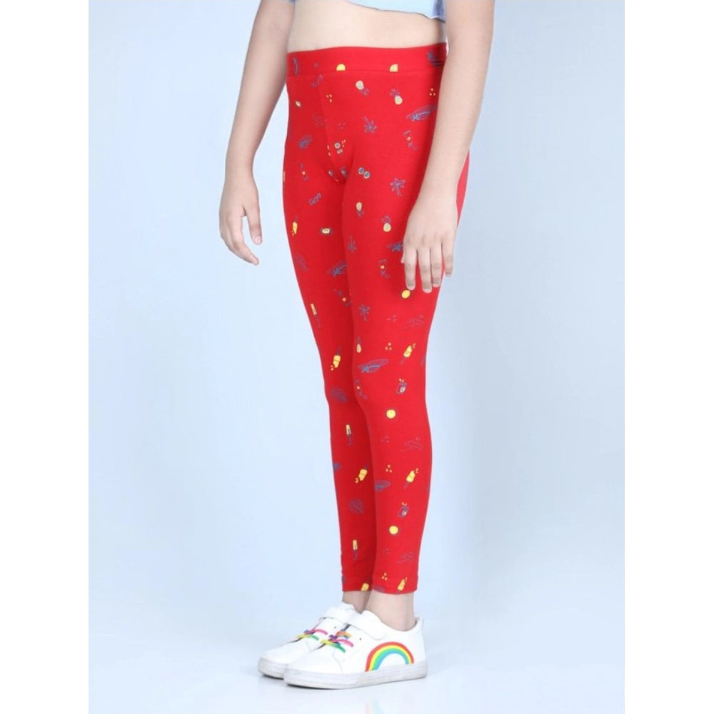 Fashionista Girl's Cotton Lycra Printed Elasticated Leggings